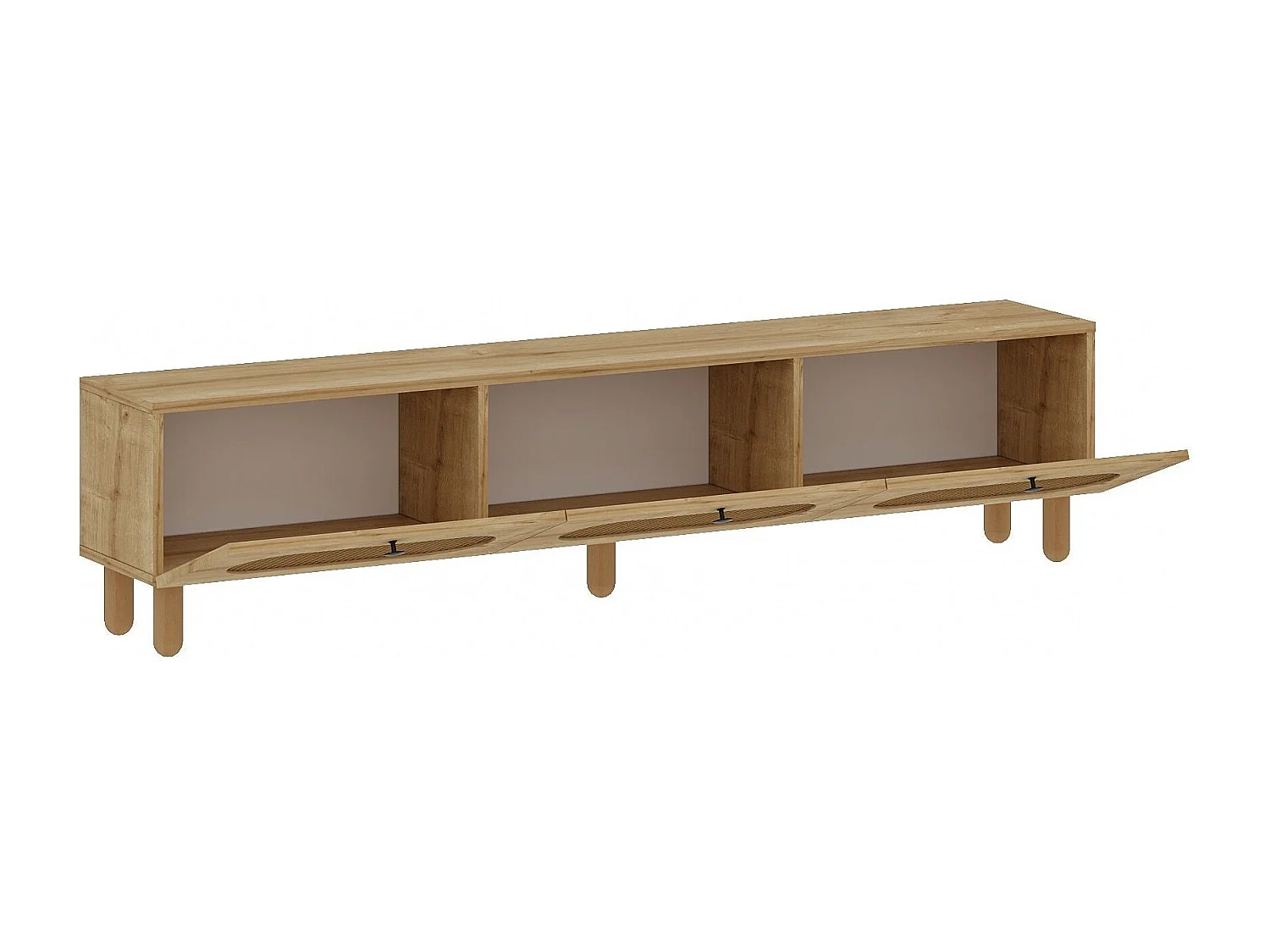 TV-Ständer – 180 cm – Saphir-Eiche und Rattan – MDF