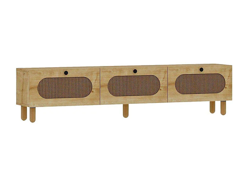 TV-Ständer – 180 cm – Saphir-Eiche und Rattan – MDF