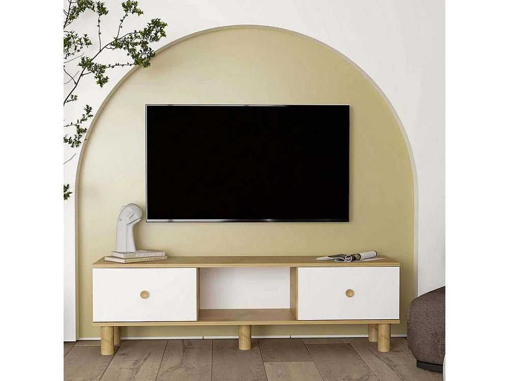 Móvel de TV – 150 cm x 40,6 cm – Carvalho Safira e Branco – MDF