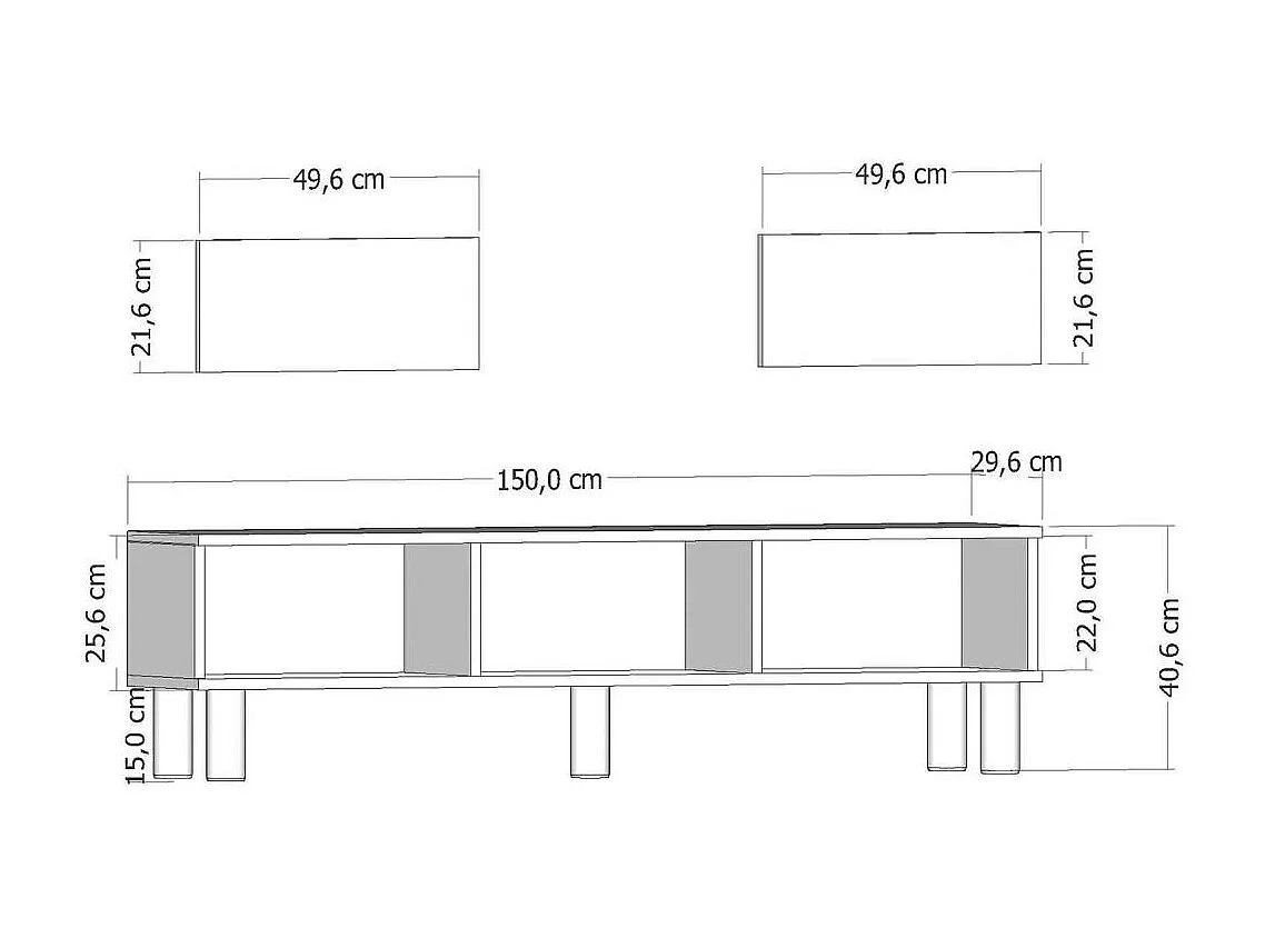 Móvel de TV – 150 cm x 40,6 cm – Carvalho Safira e Branco – MDF