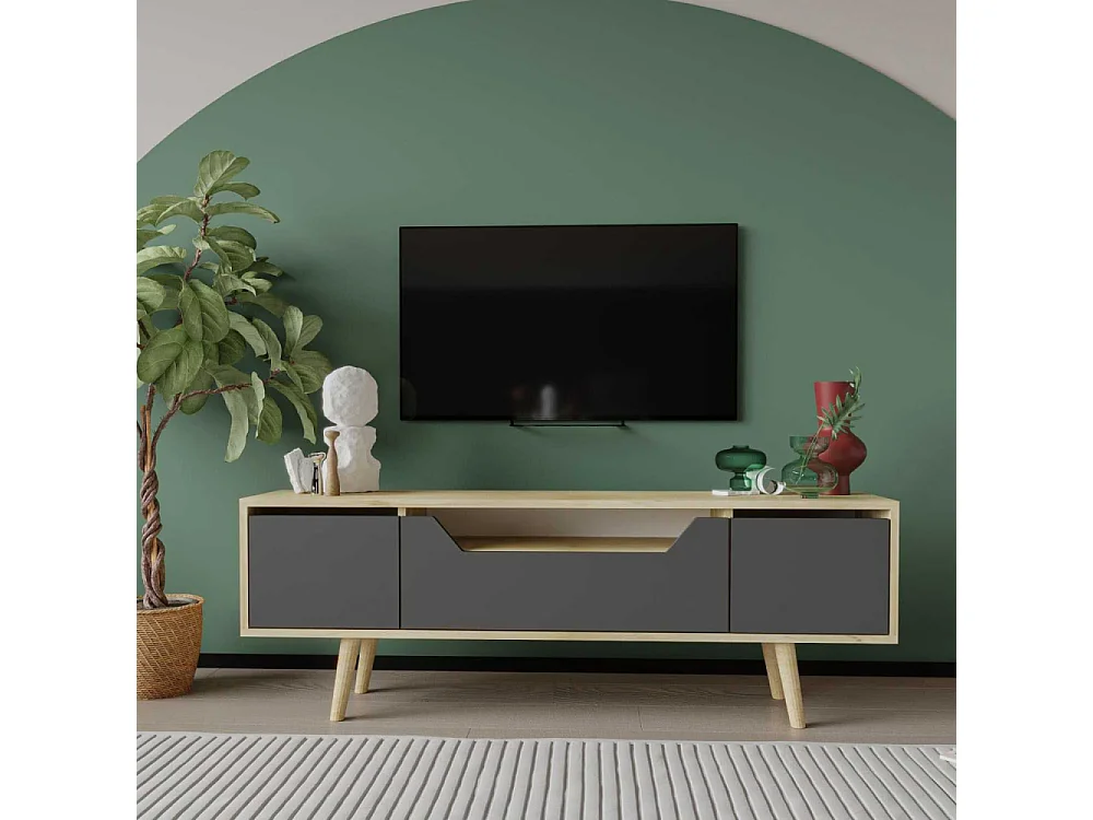 Meuble TV en aggloméré 150 x 29.8 x 53 cm Roma