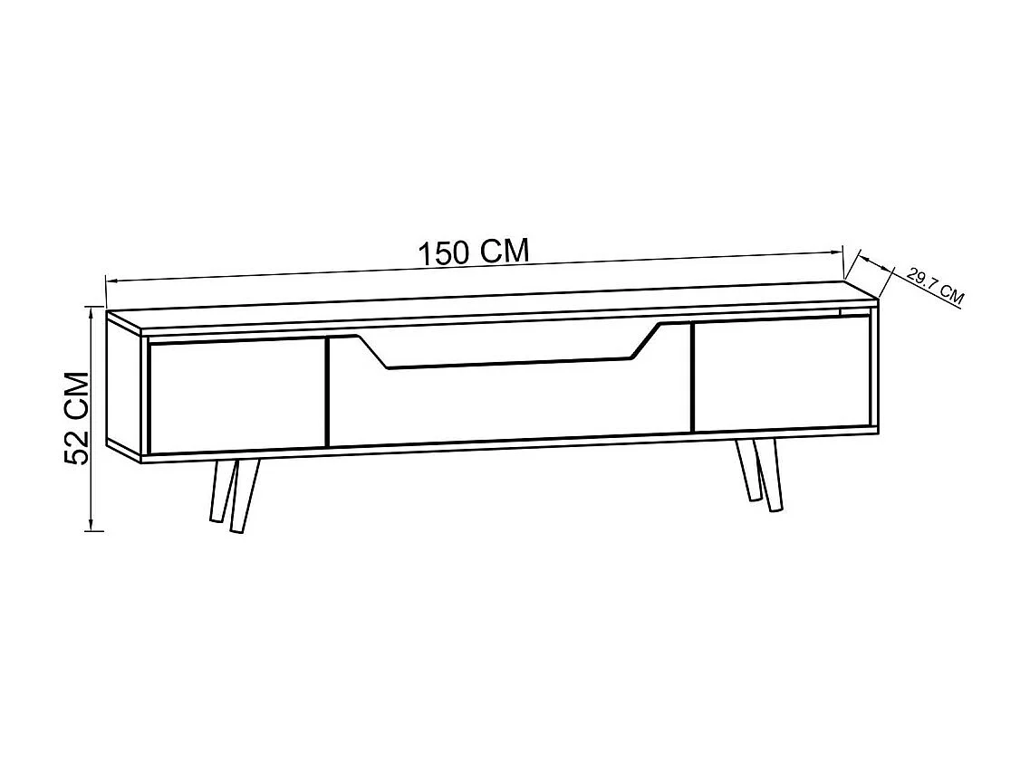 Meuble TV en aggloméré 150 x 29.8 x 53 cm Roma