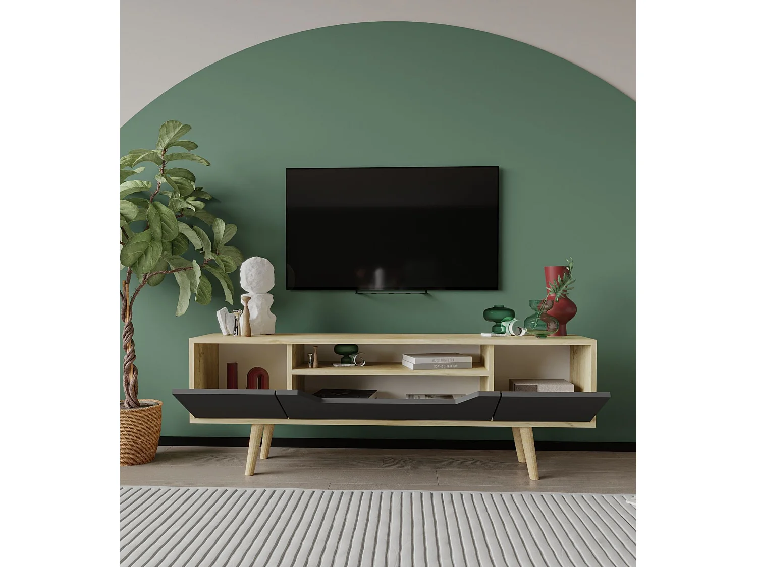 Meuble TV en aggloméré 150 x 29.8 x 53 cm Roma