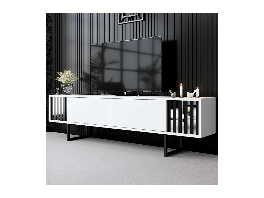 Meuble TV en aggloméré et métal Chrome Line