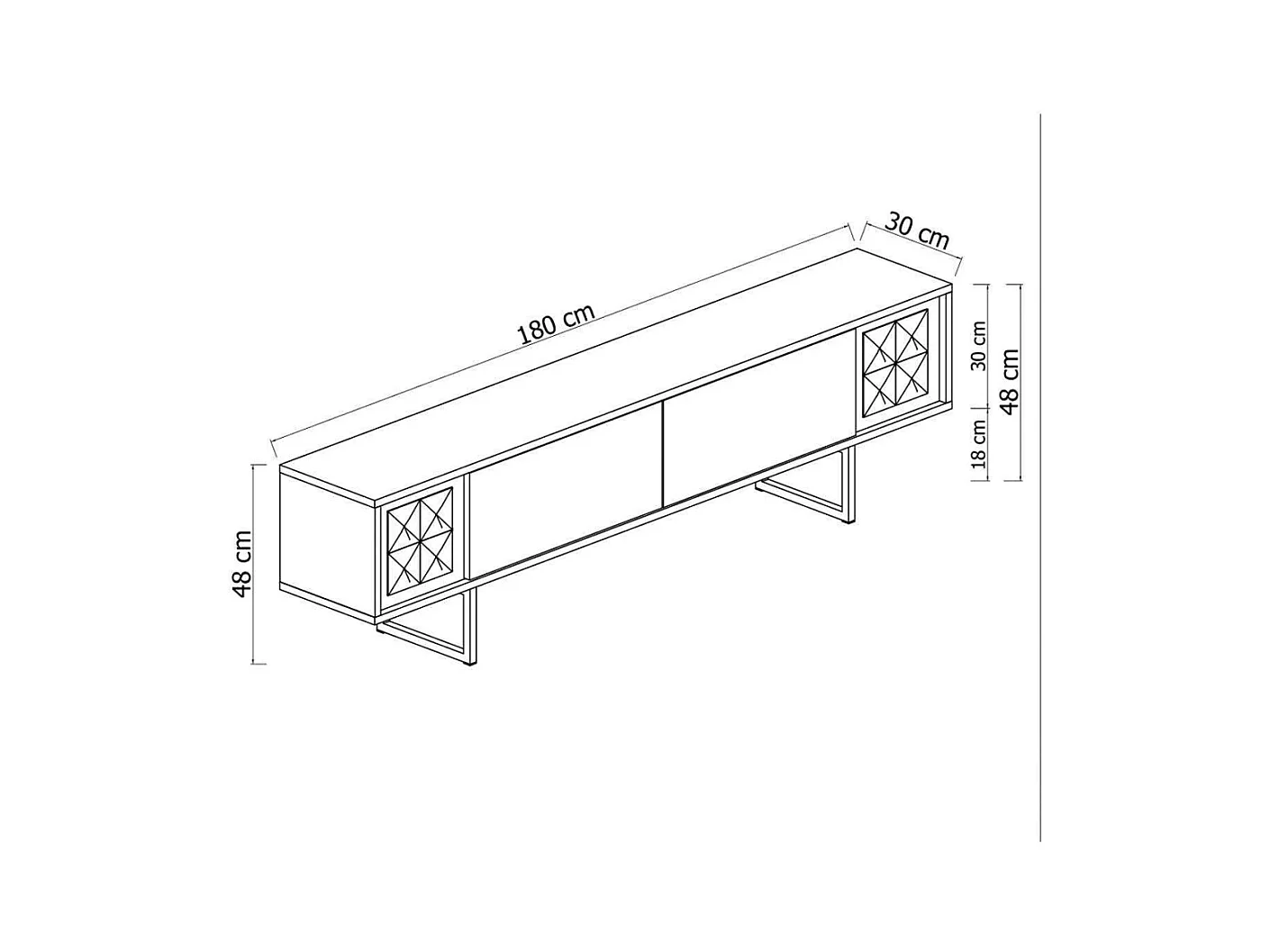 Meuble TV en aggloméré et métal Chrome Line