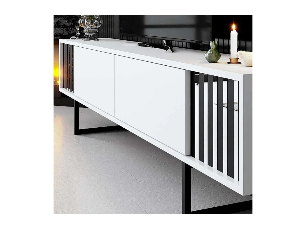 Meuble TV en aggloméré et métal Chrome Line