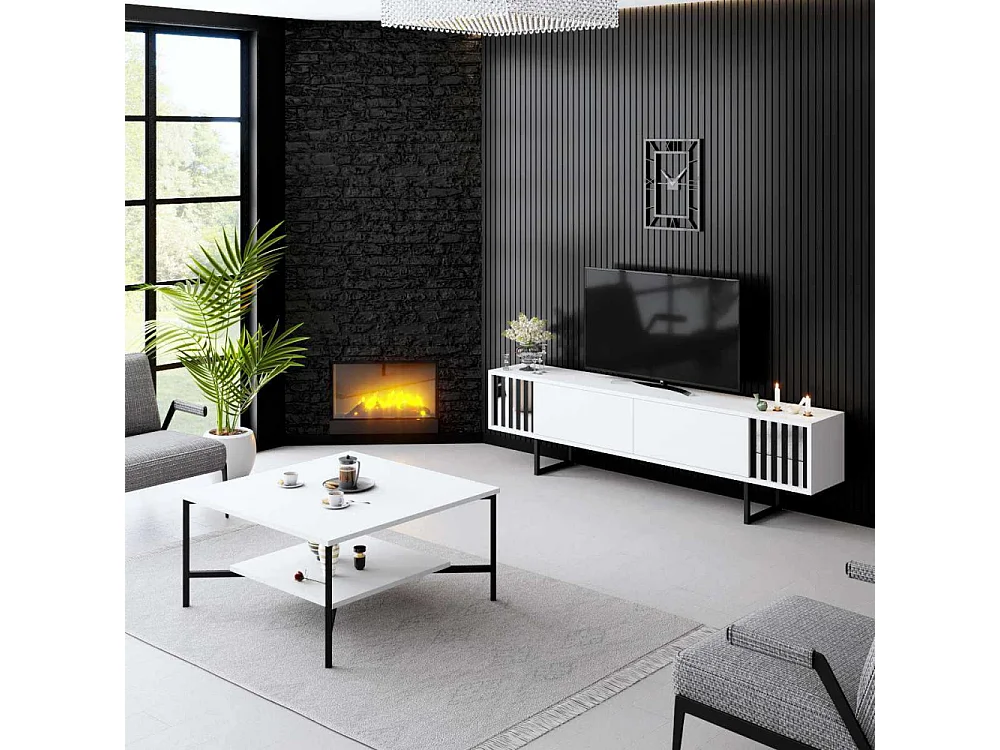 Meuble TV en aggloméré et métal Chrome Line