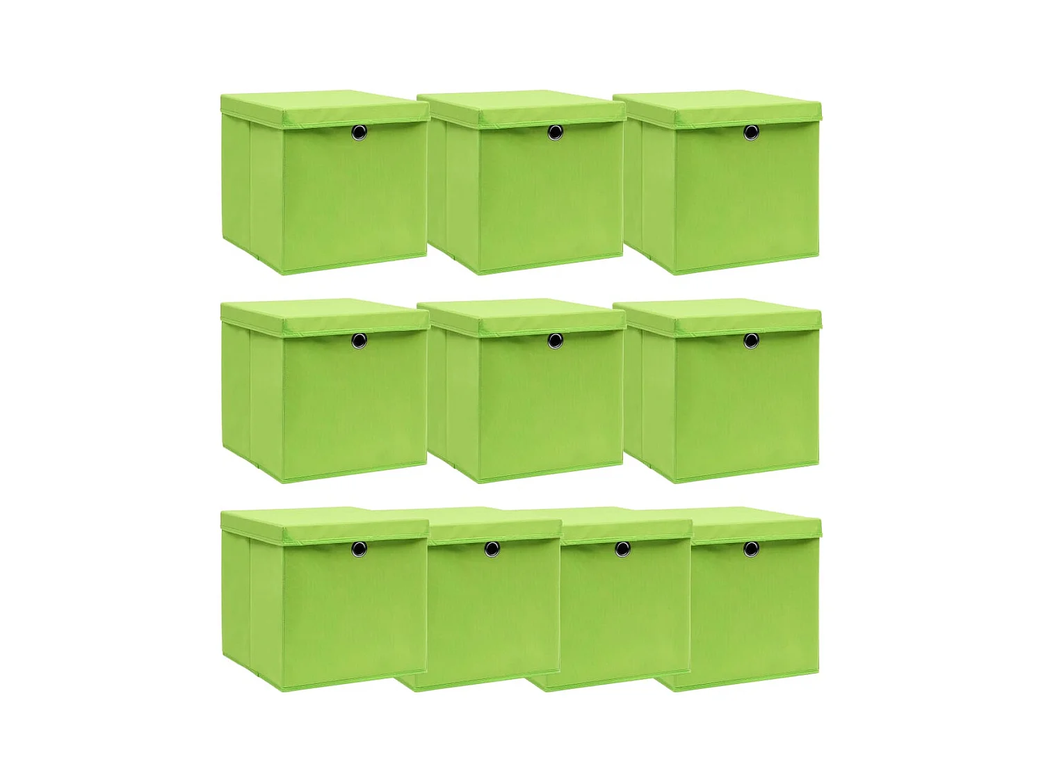 Aufbewahrungsboxen mit Deckeln 10 Stk. Grün 32x32x32 cm Stoff