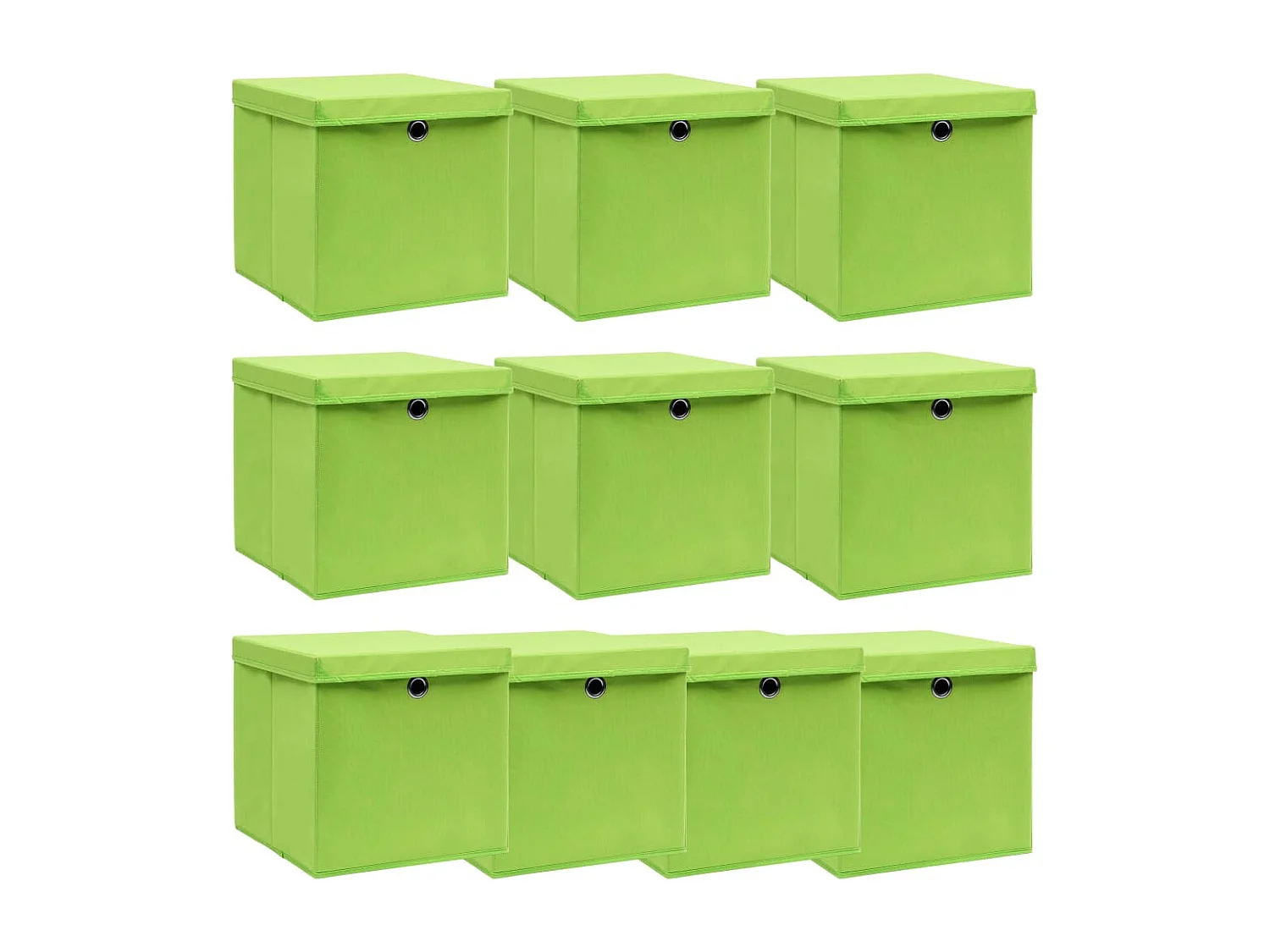 Aufbewahrungsboxen mit Deckeln 10 Stk. Grün 32x32x32 cm Stoff