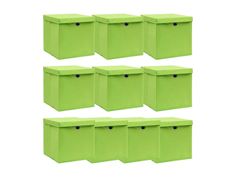 Aufbewahrungsboxen mit Deckeln 10 Stk. Grün 32x32x32 cm Stoff