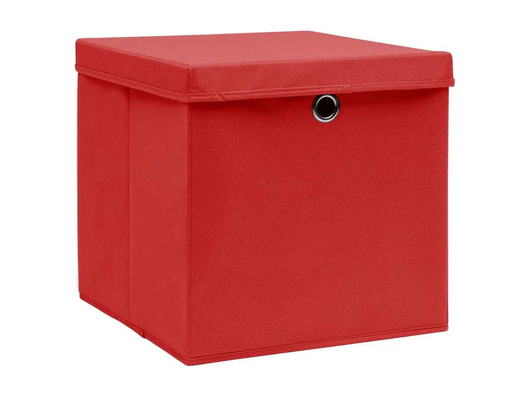 Boîtes de rangement et couvercles 10 pcs Rouge 32x32x32cm Tissu