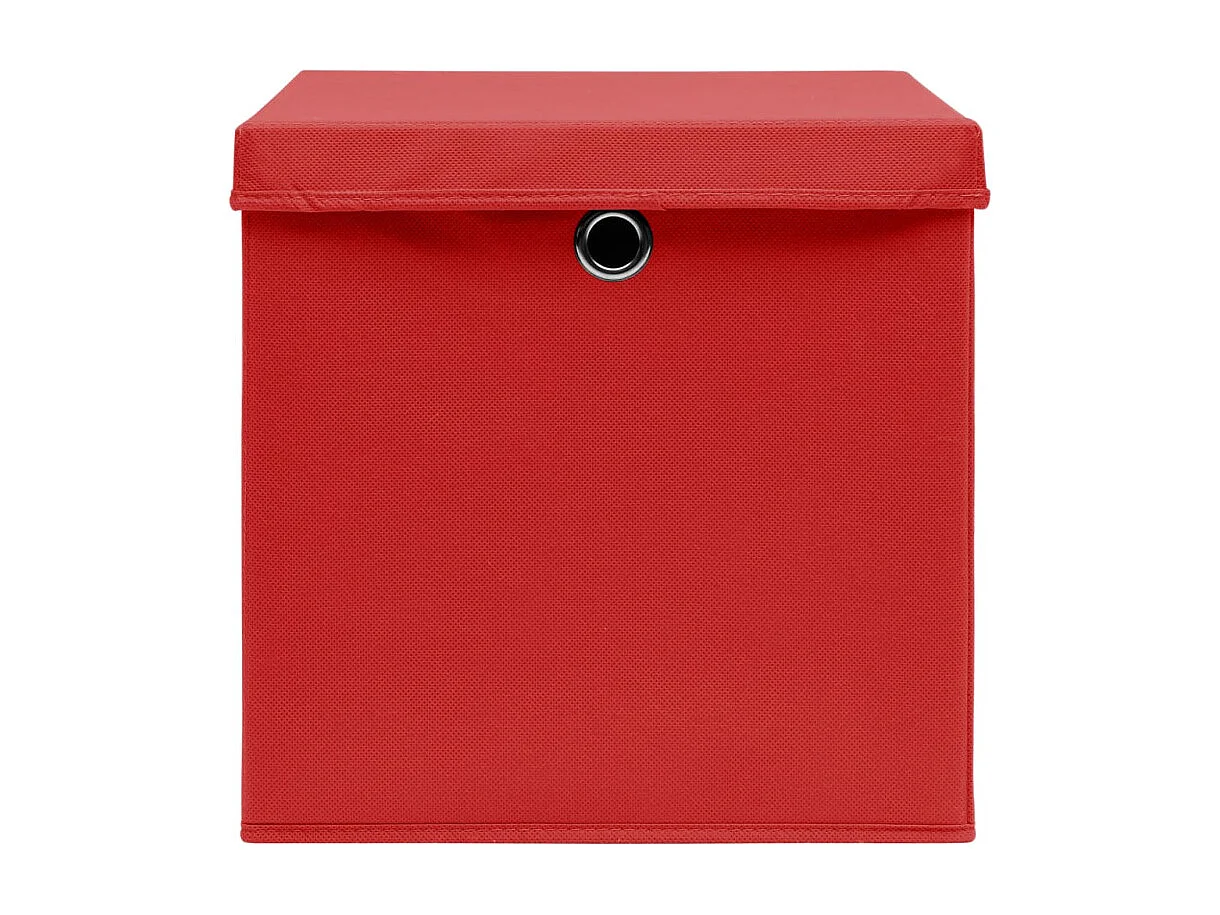 Boîtes de rangement et couvercles 10 pcs Rouge 32x32x32cm Tissu