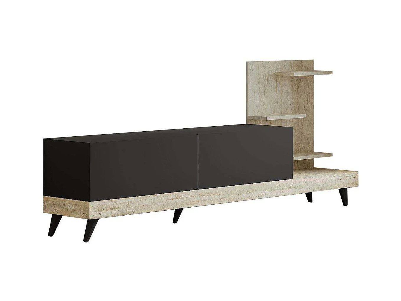 Meuble TV 2 portes avec étagères Dizayn