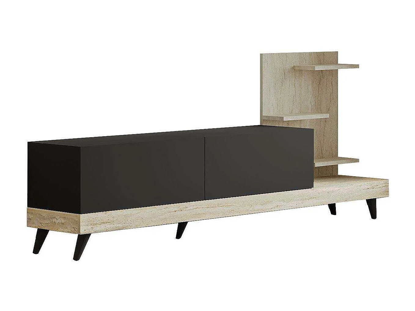 Móvel de TV – 180 cm x 82 cm – Antracite e Travertino – painel de partículas