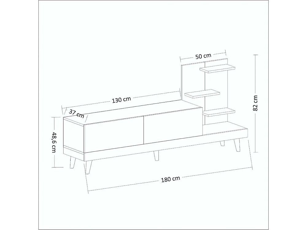 Móvel de TV – 180 cm x 82 cm – Antracite e Travertino – painel de partículas