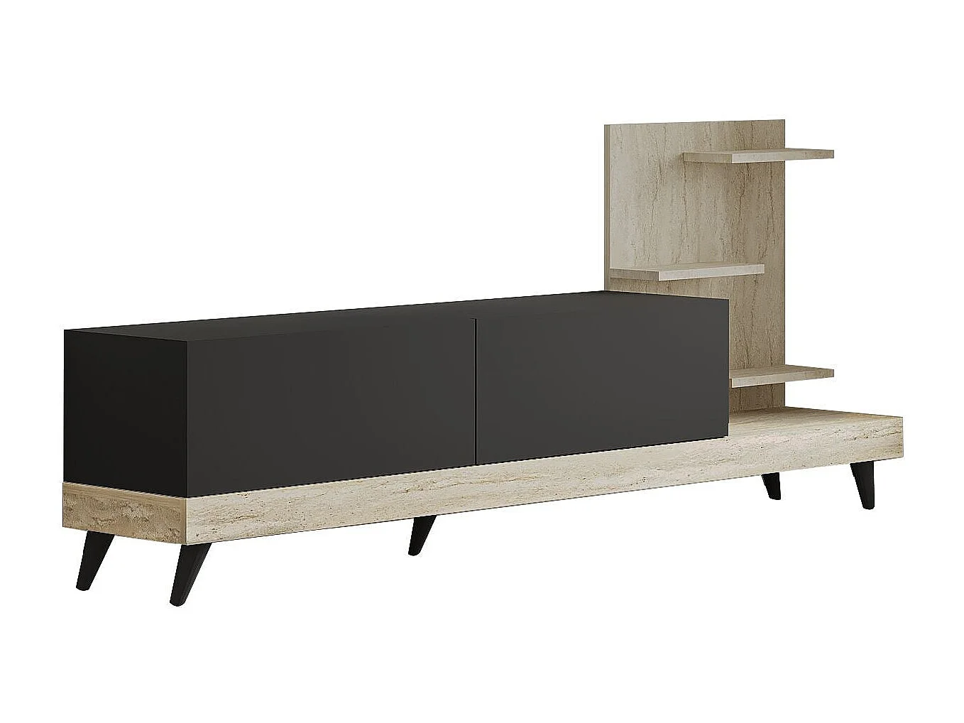 Móvel de TV – 180 cm x 82 cm – Antracite e Travertino – painel de partículas