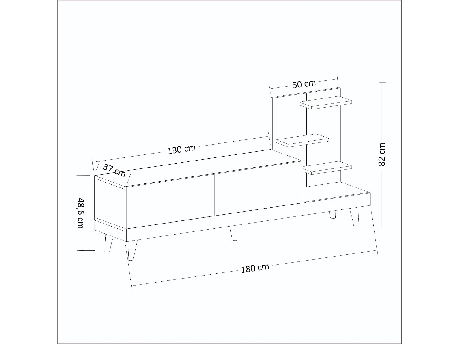 Móvel de TV – 180 cm x 82 cm – Antracite e Travertino – painel de partículas