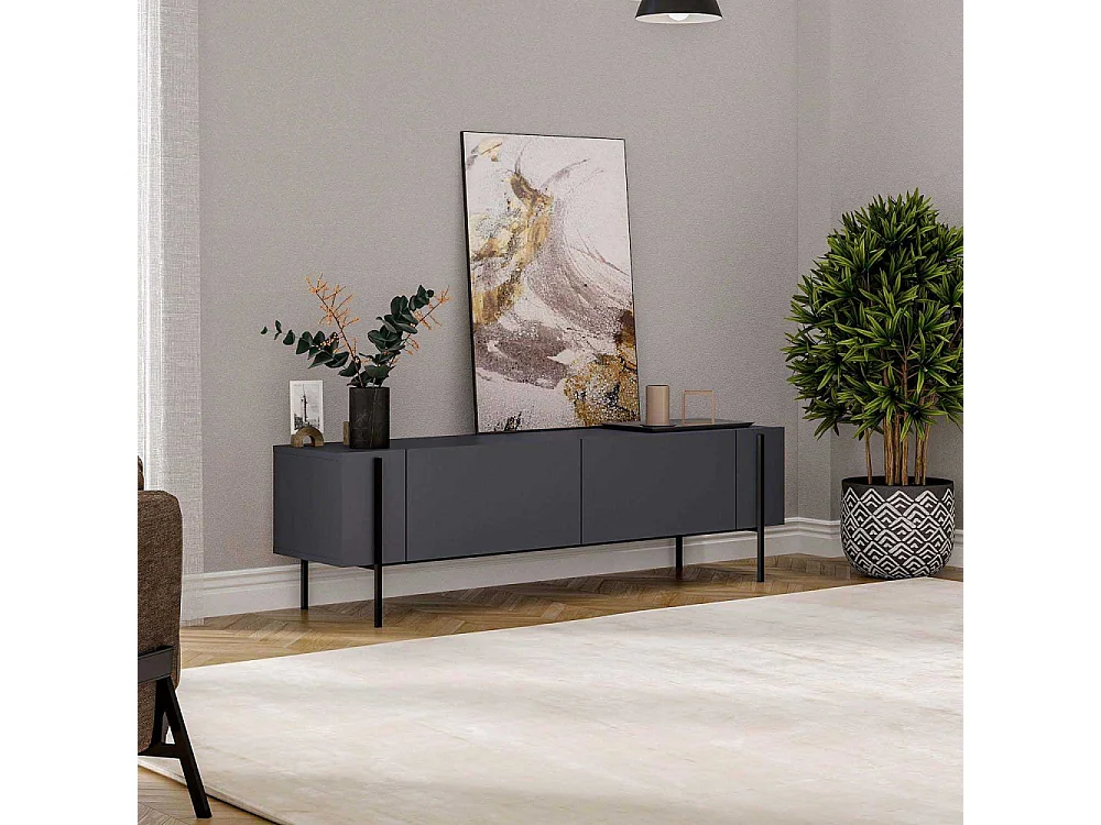 Meuble TV en aggloméré et métal Herman