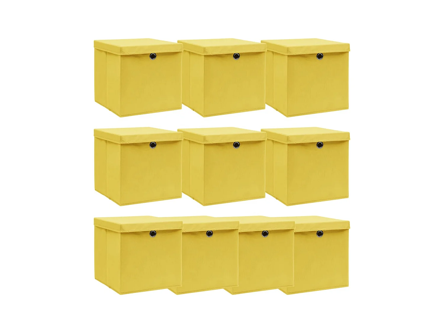 Aufbewahrungsboxen mit Deckeln 10 Stk. Gelb 32x32x32 cm Stoff