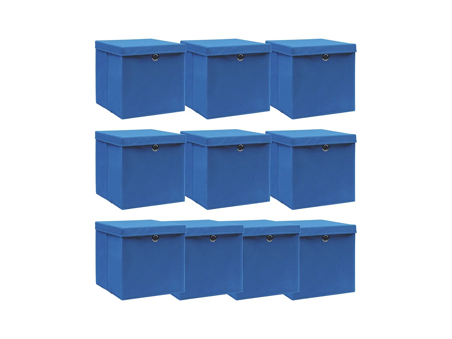 Aufbewahrungsboxen mit Deckeln 10 Stk. Blau 32x32x32 cm Stoff