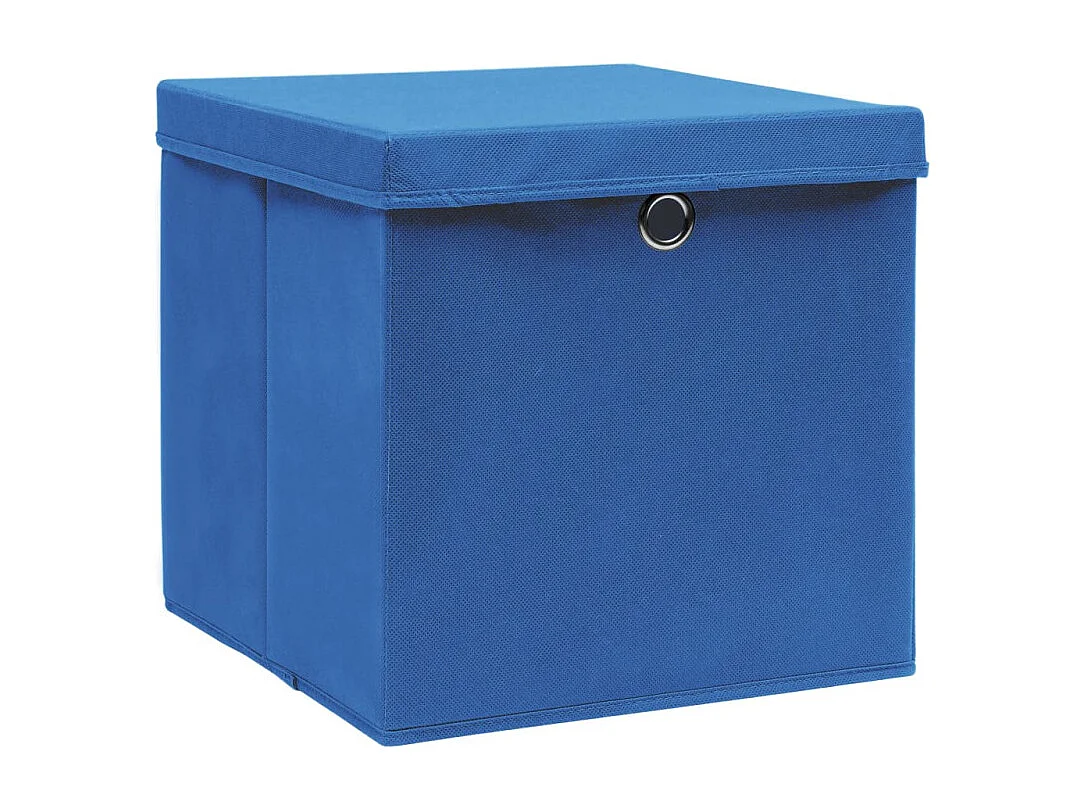 Aufbewahrungsboxen mit Deckeln 10 Stk. Blau 32x32x32 cm Stoff