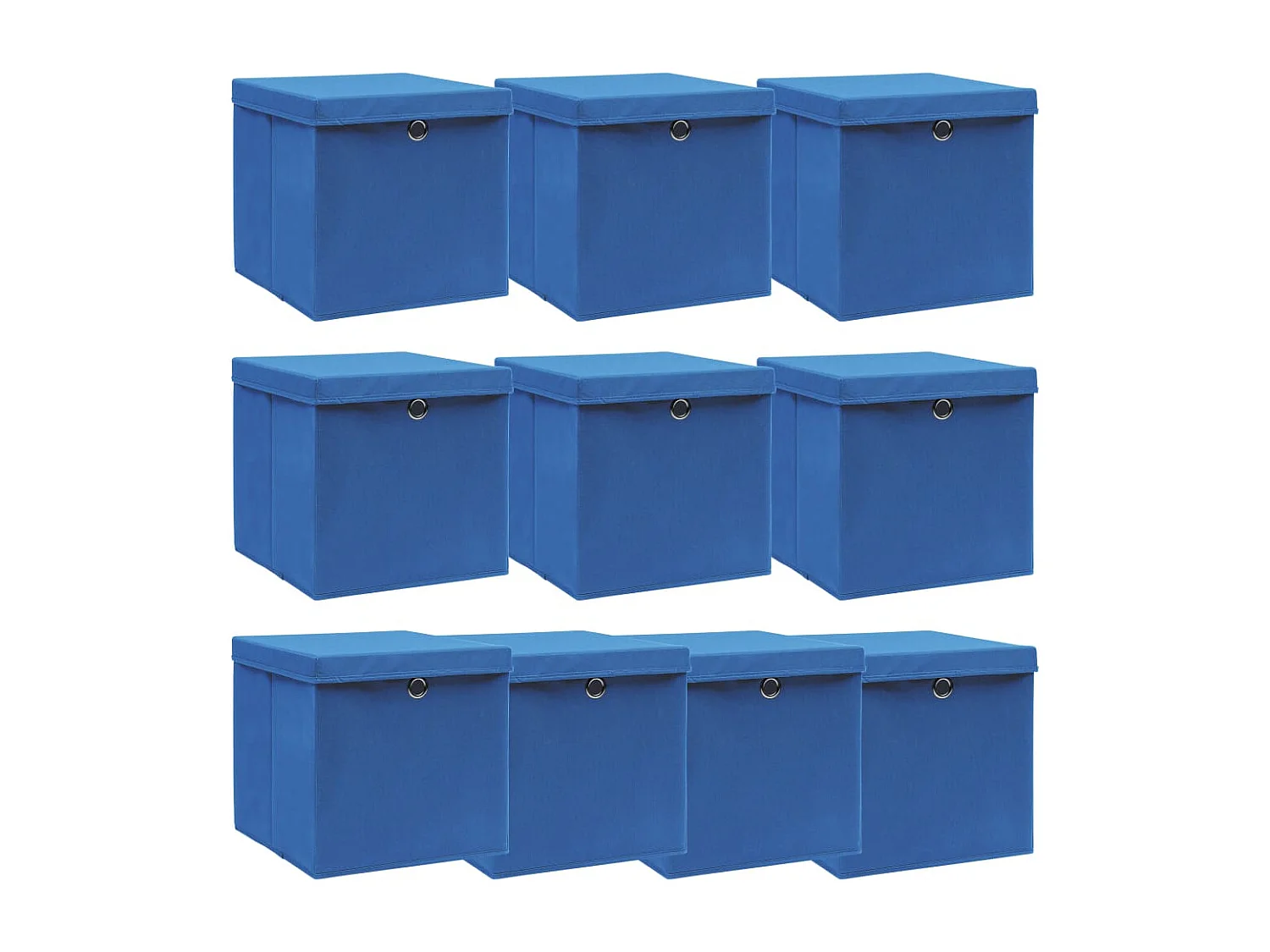 Aufbewahrungsboxen mit Deckeln 10 Stk. Blau 32x32x32 cm Stoff
