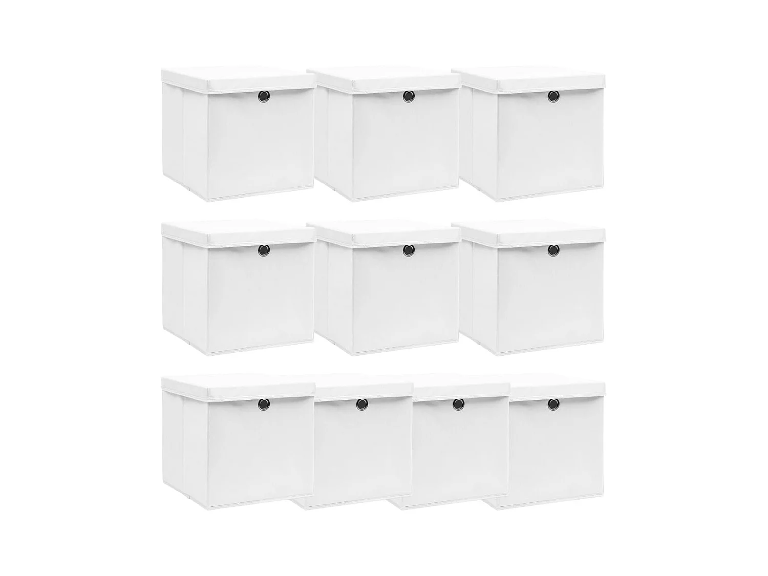 Aufbewahrungsboxen mit Deckeln 10 Stk. Weiß 32x32x32 cm Stoff