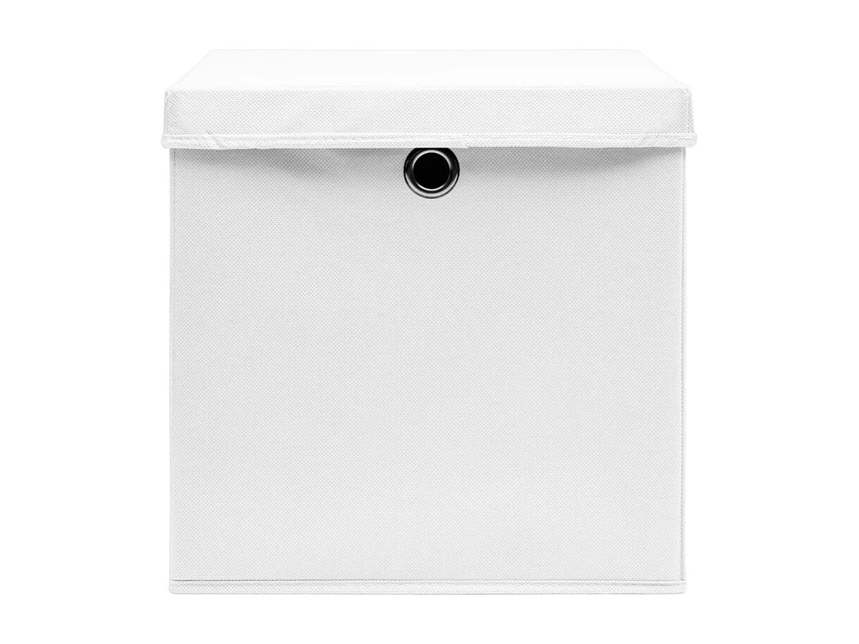Aufbewahrungsboxen mit Deckeln 10 Stk. Weiß 32x32x32 cm Stoff