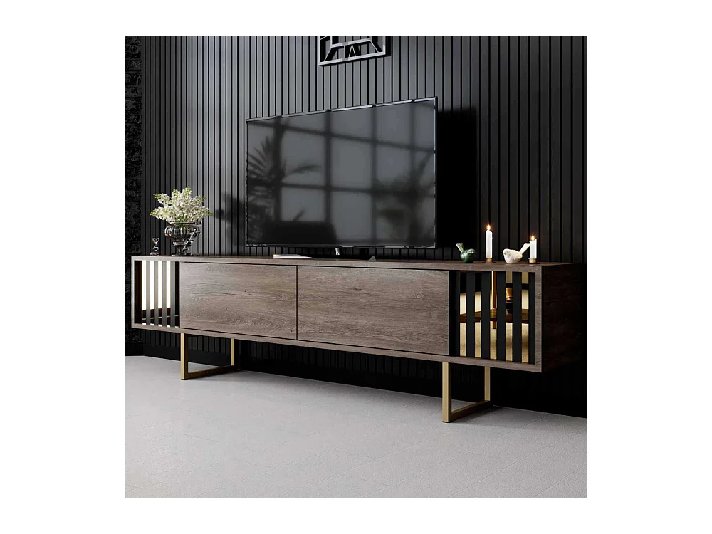 Meuble TV en aggloméré et métal Gold Line