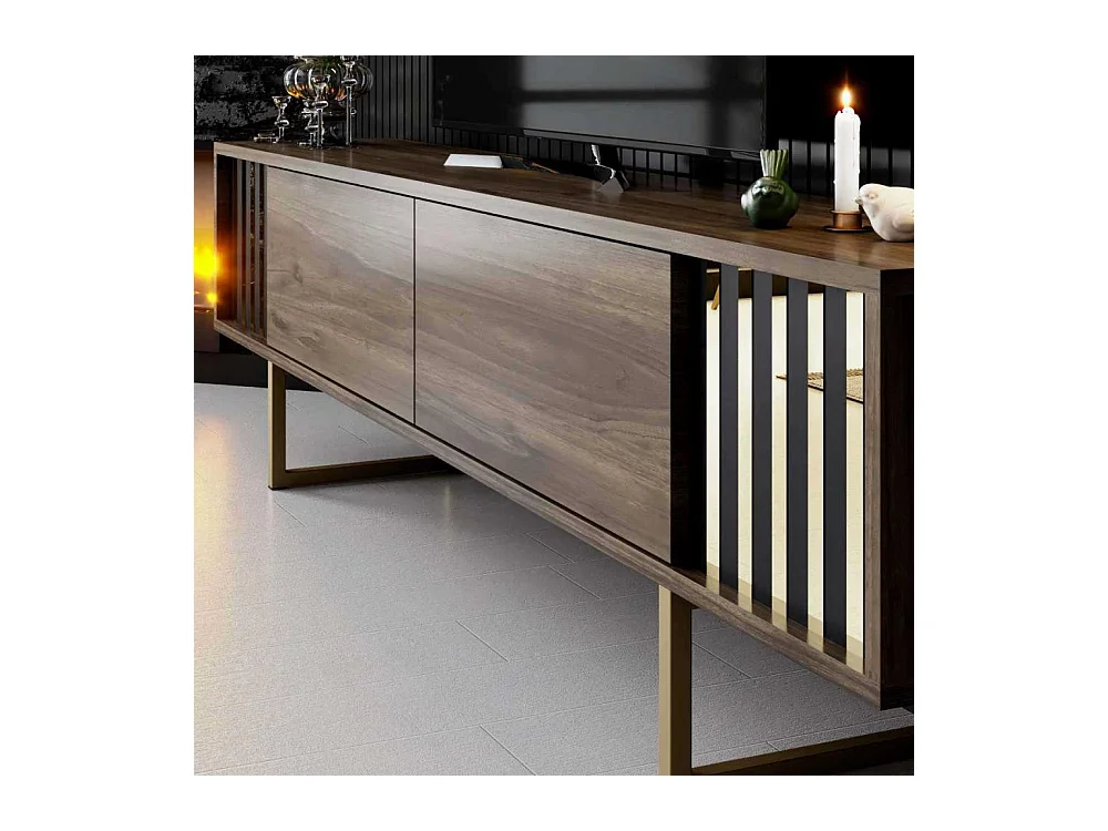 Meuble TV en aggloméré et métal Gold Line