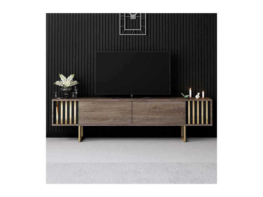 Meuble TV en aggloméré et métal Gold Line