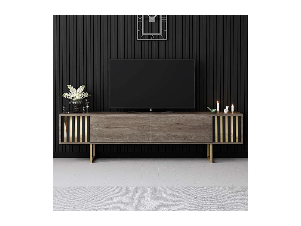 Meuble TV en aggloméré et métal Gold Line