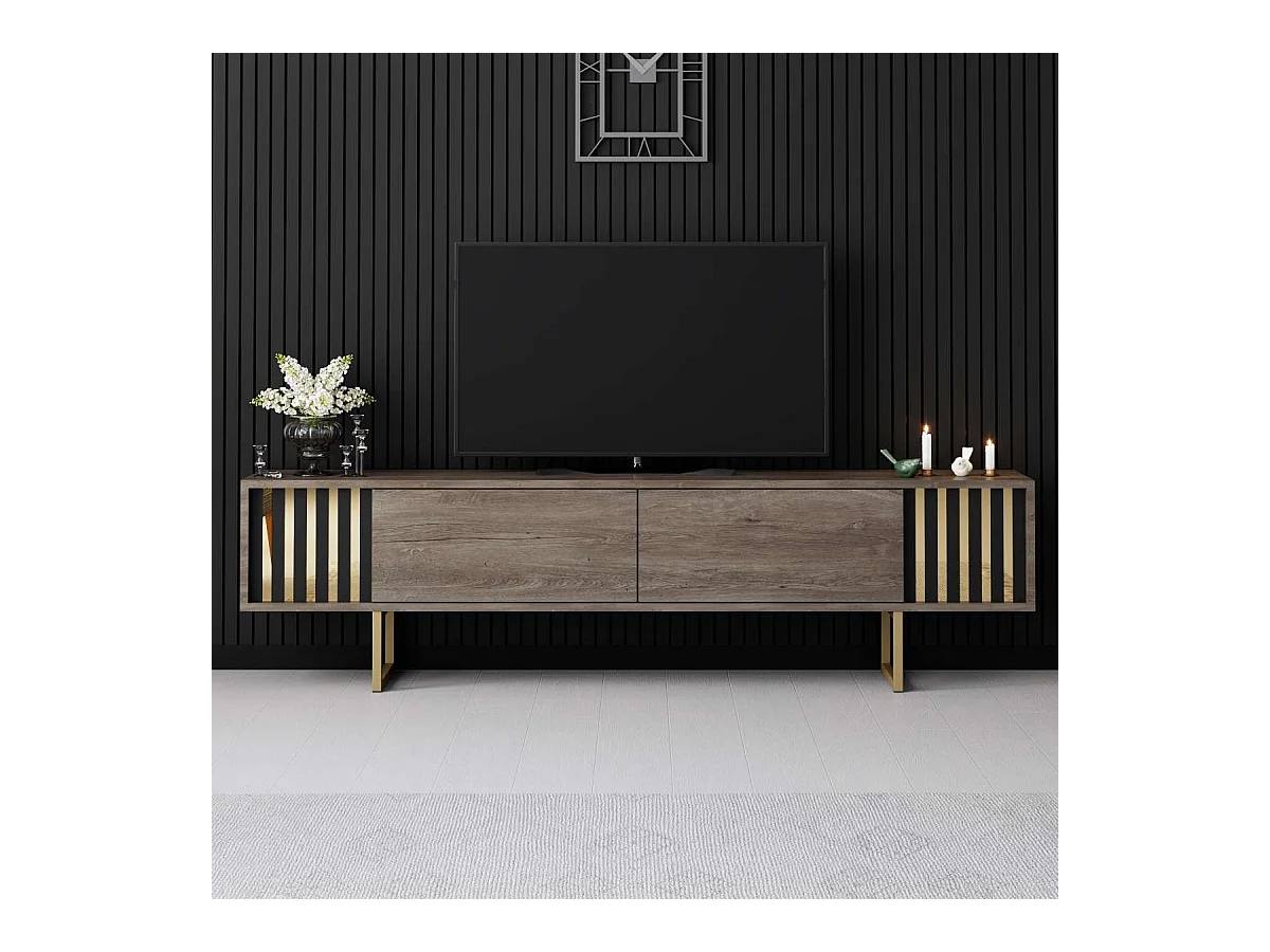 Meuble TV en aggloméré et métal Gold Line