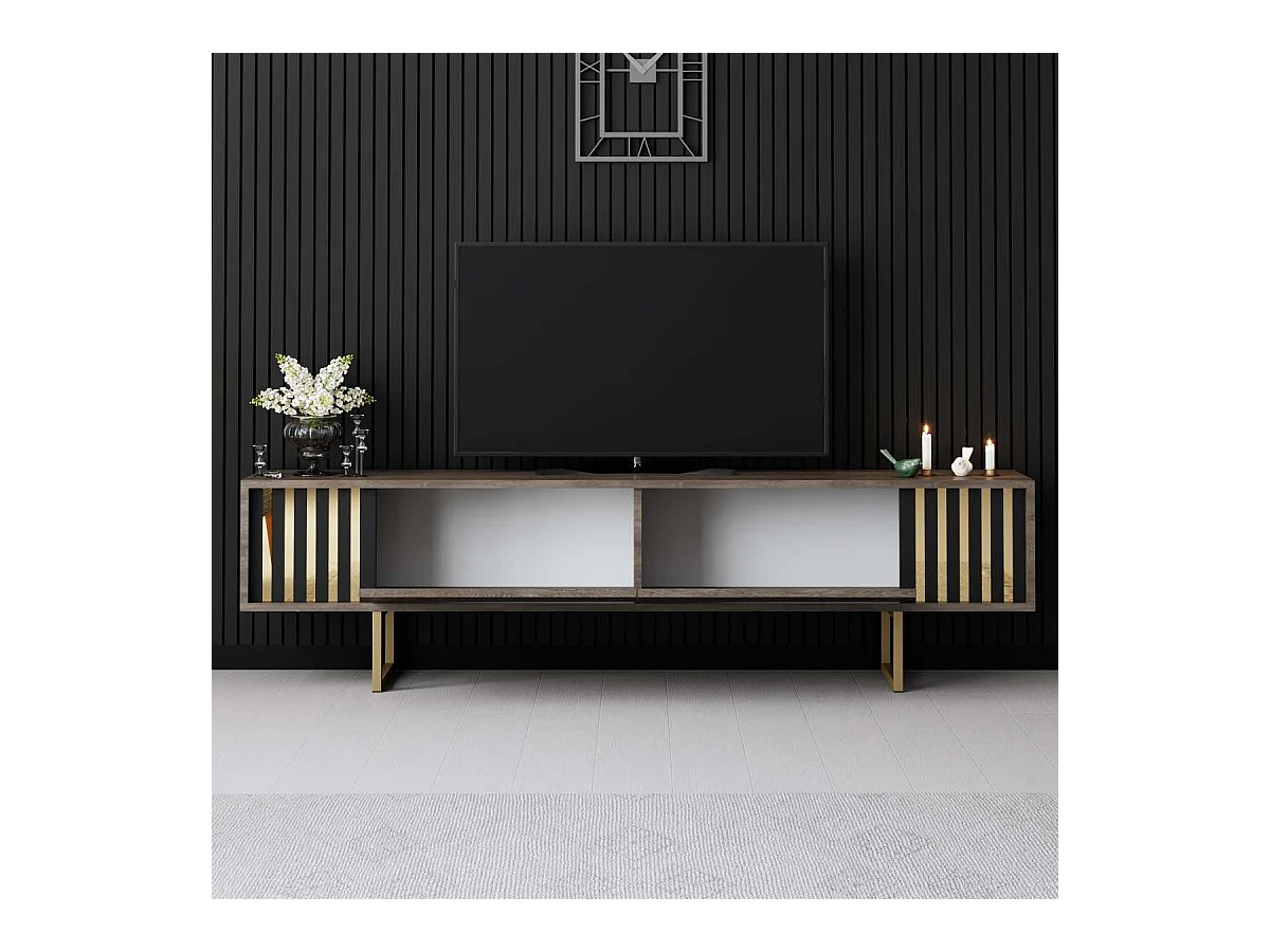 Meuble TV en aggloméré et métal Gold Line