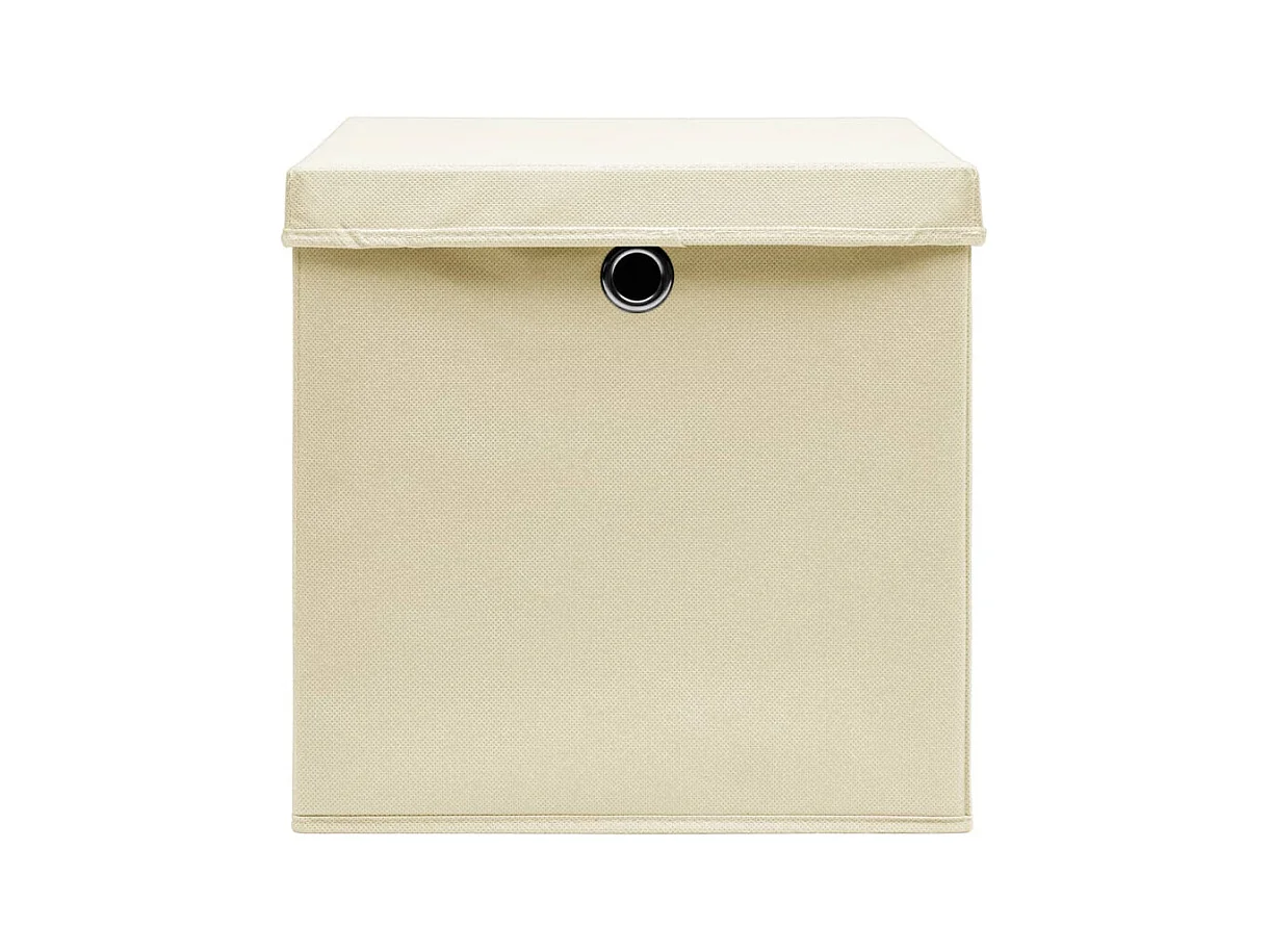 Aufbewahrungsboxen mit Deckel 10 Stk. Creme 32x32x32 cm Stoff