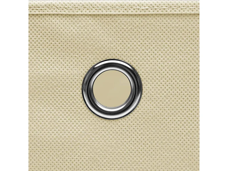 Conjunto de 10 Caixas de Arrumação com Tampa em Tecido Creme - 32x32x32 cm