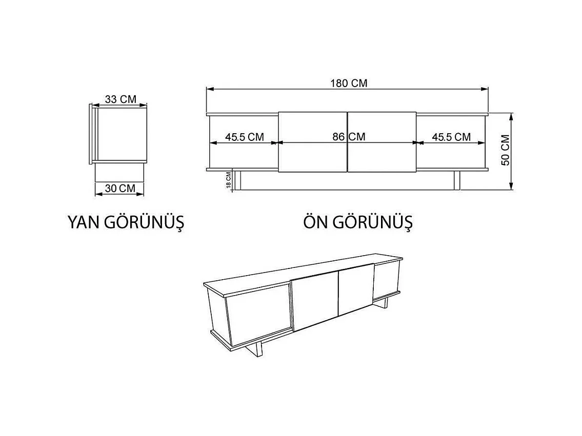 Meuble TV 4 portes en aggloméré Diana