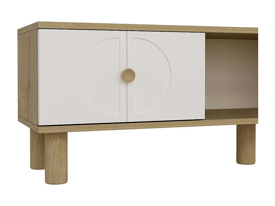 Mueble de TV – 150 cm x 40,6 cm – Roble Zafiro y Blanco – MDF