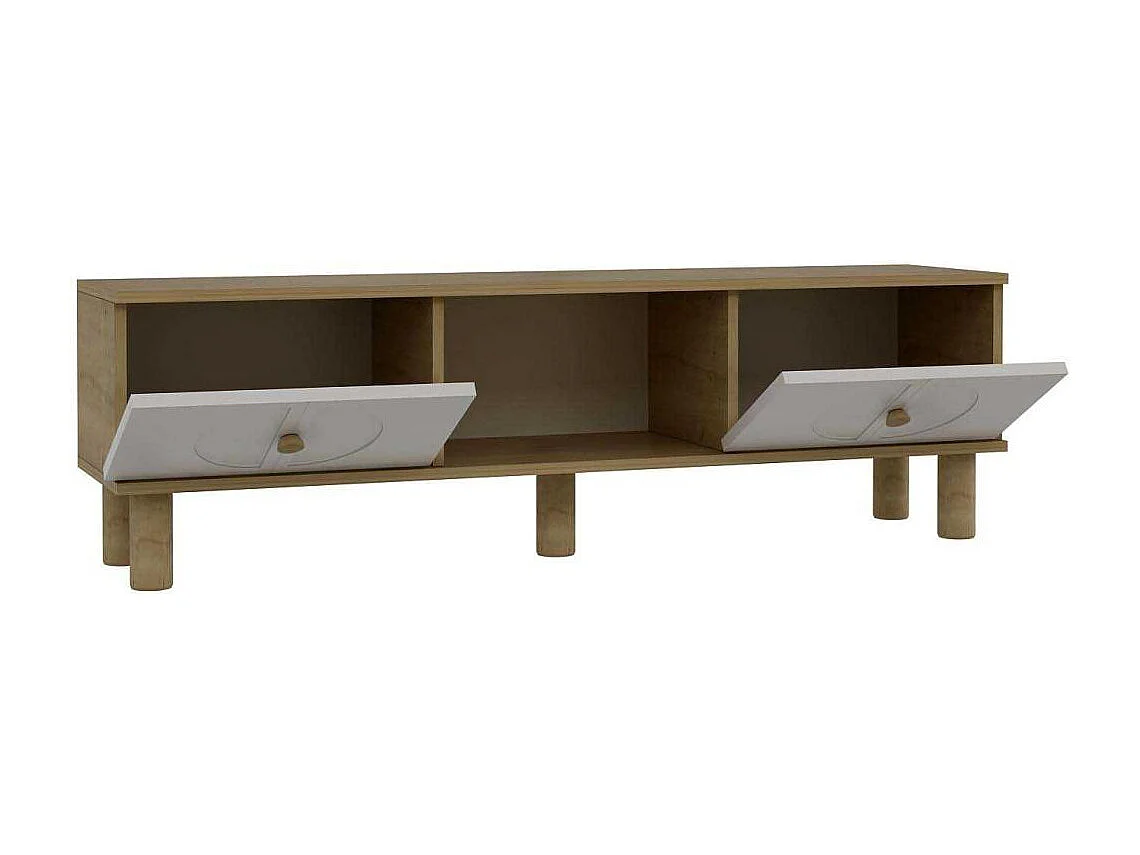 Mueble de TV – 150 cm x 40,6 cm – Roble Zafiro y Blanco – MDF