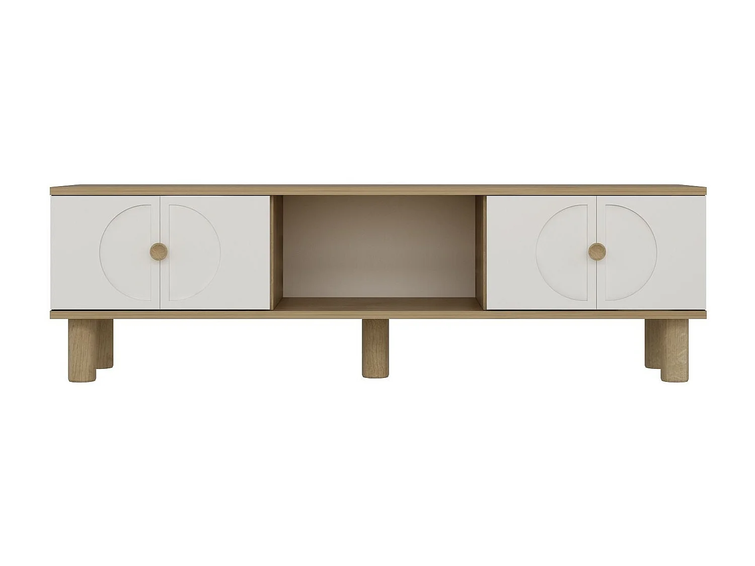 Mueble de TV – 150 cm x 40,6 cm – Roble Zafiro y Blanco – MDF