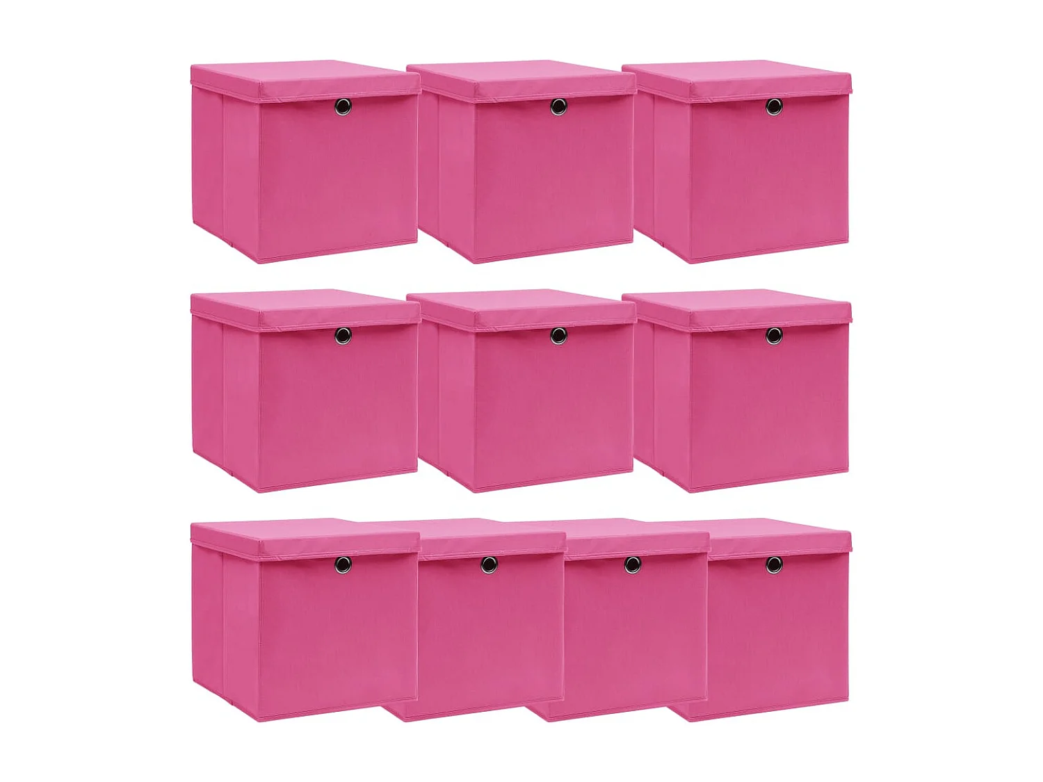 Aufbewahrungsboxen mit Deckeln 10 Stk. Rosa 32x32x32 cm Stoff