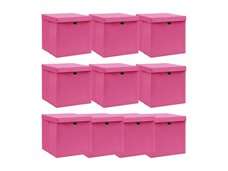 Aufbewahrungsboxen mit Deckeln 10 Stk. Rosa 32x32x32 cm Stoff