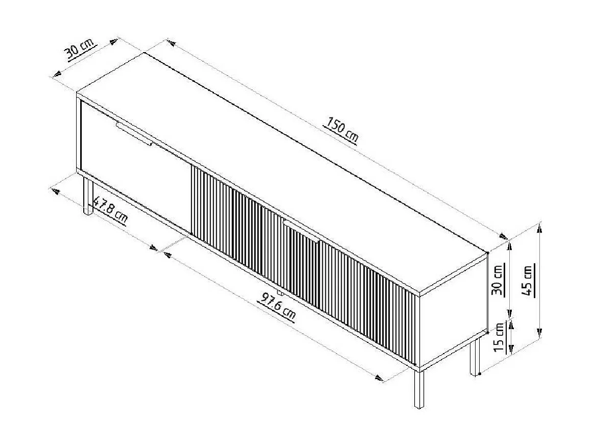 Móvel de TV – 150cm x 45cm x 30cm – Branco e Antracite – Painel de Partículas