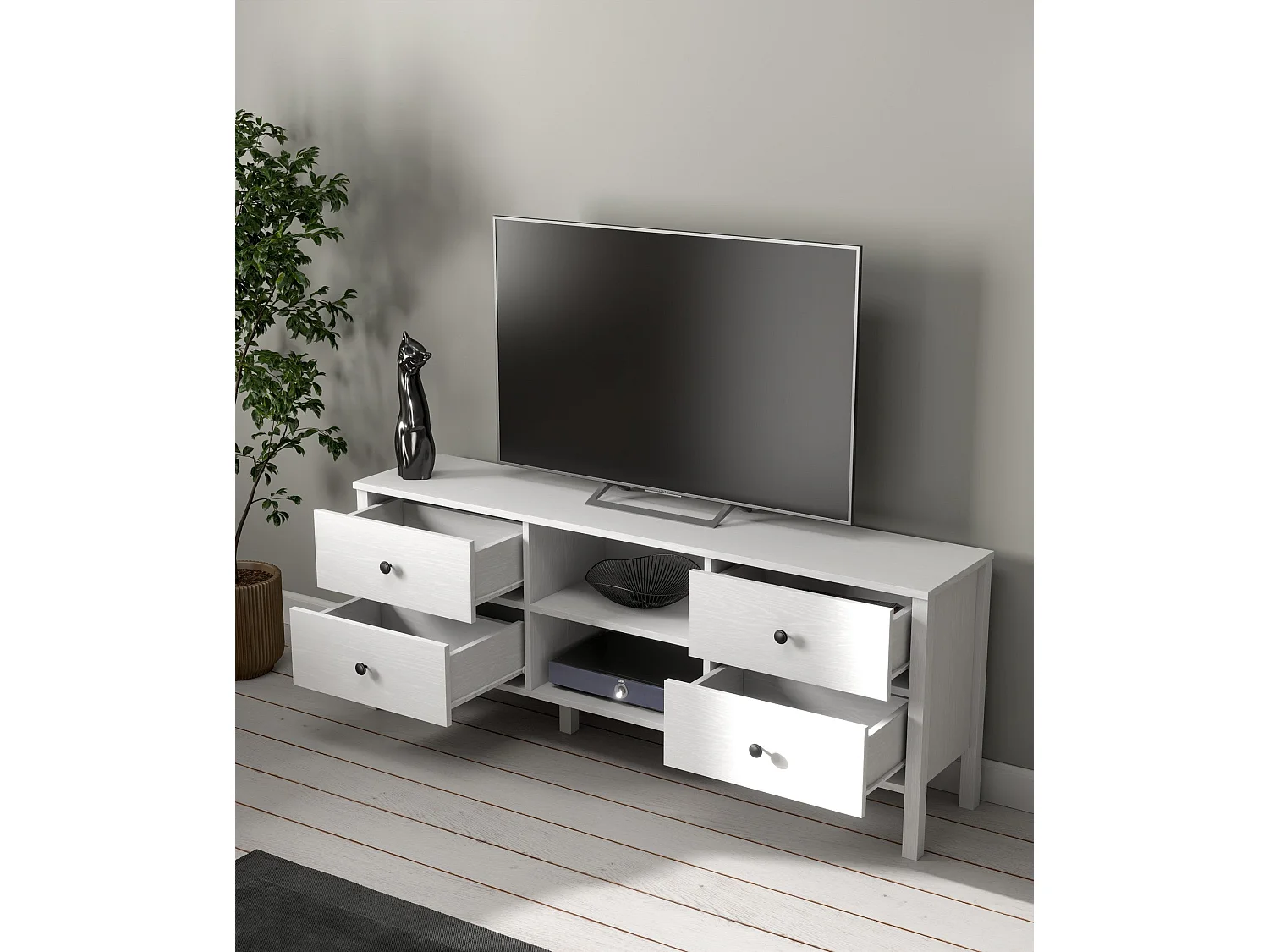 Meuble TV en aggloméré Frannie Modèle 5 : 160 x 35 x 62 cm