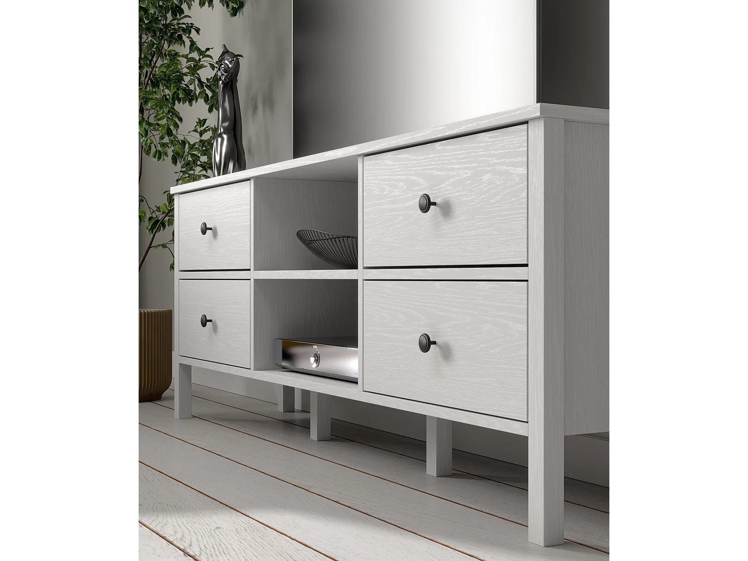 Meuble TV en aggloméré Frannie Modèle 5 : 160 x 35 x 62 cm