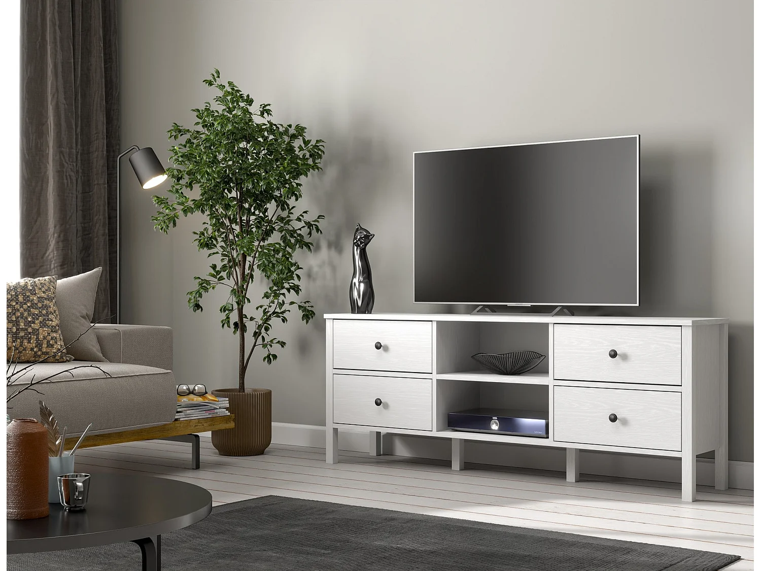 Meuble TV en aggloméré Frannie Modèle 5 : 160 x 35 x 62 cm