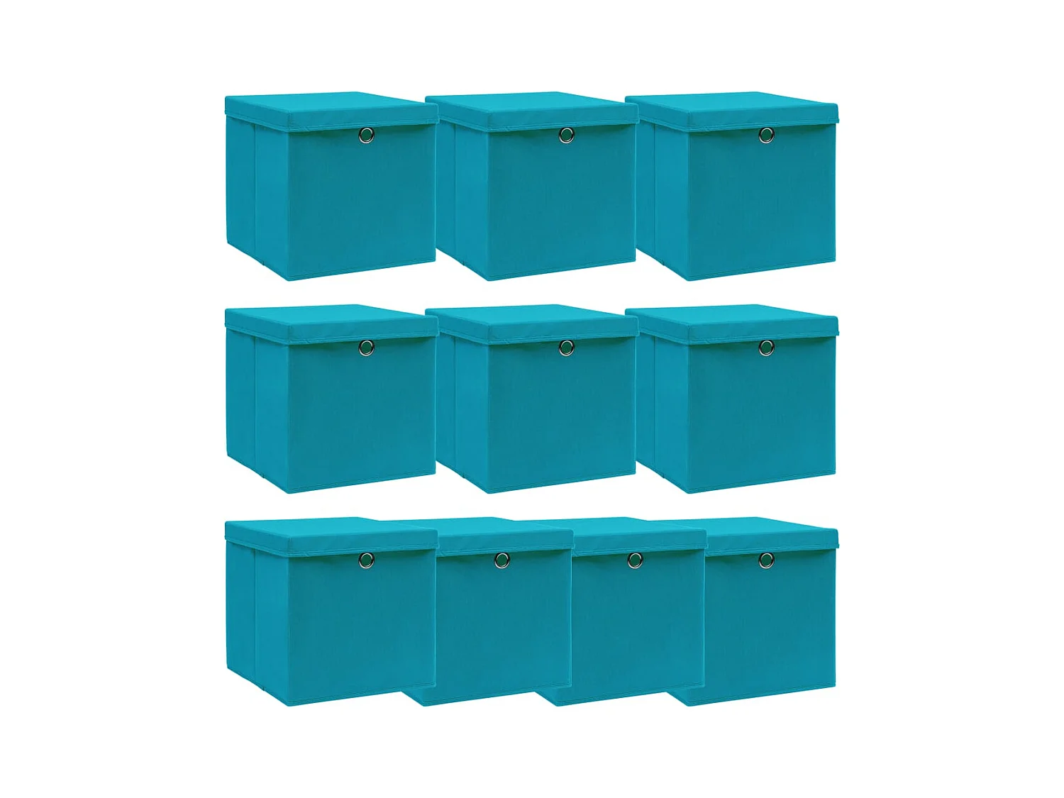Aufbewahrungsboxen mit Deckeln 10Stk. Babyblau 32x32x32cm Stoff