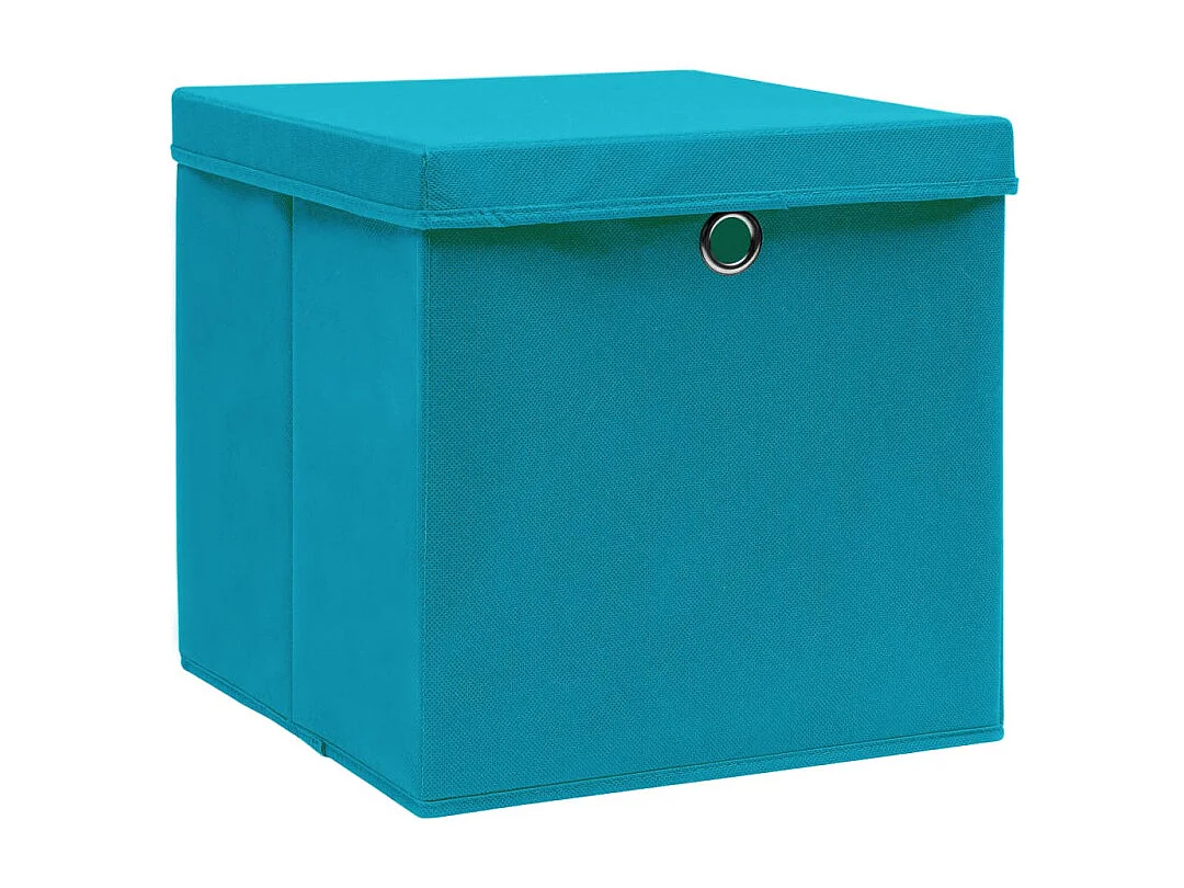 Aufbewahrungsboxen mit Deckeln 10Stk. Babyblau 32x32x32cm Stoff