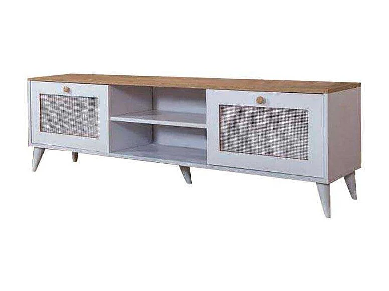 Móvel de TV – 55 cm x 180 cm x 41 cm – Branco e Carvalho – MDF