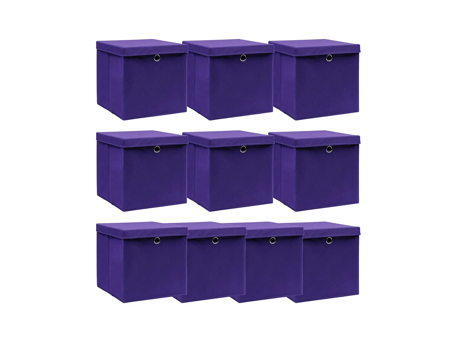 Boîtes de rangement et couvercles 10pcs Violet 32x32x32cm Tissu